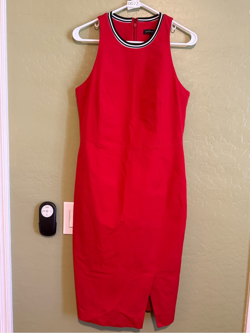 Banana Republic Red Sleeveless Midi Dress with Black-and-White Trim